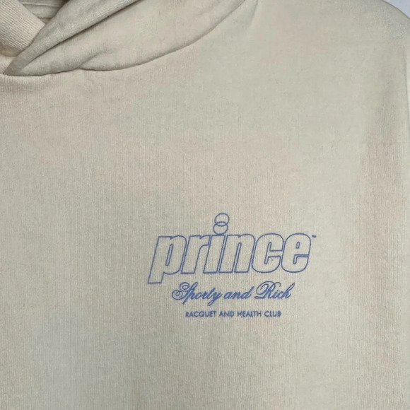 NWT Sporty & Rich X Prince Racquet and Health Club Cream Hoodie Size XS - Picture 3 of 8